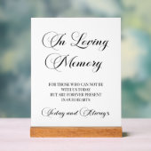 Elegantes Script 'In Love Memory' Memorial-Zeichen Acrylschild (Neutral)
