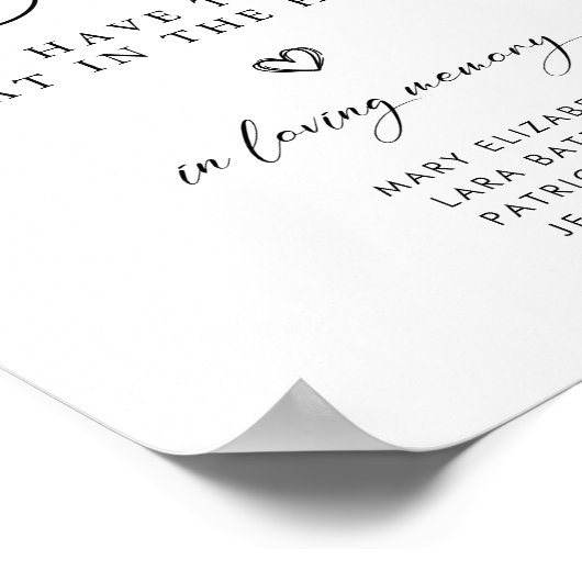 Elegantes Script in Love Memory Wedding Sign Poster (Ecke)