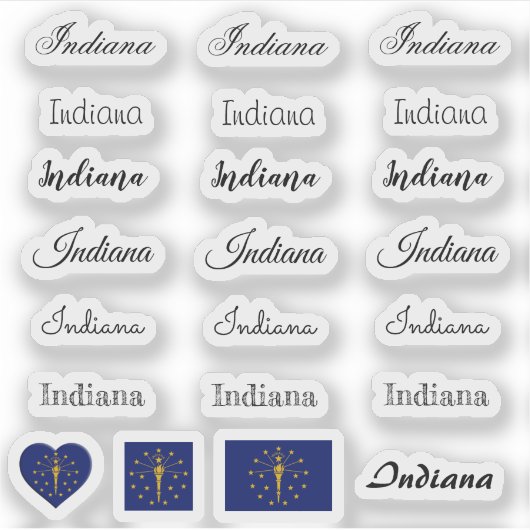 Elegantes Script Indiana & Indiana Flag /name Set Aufkleber (Vorderseite)