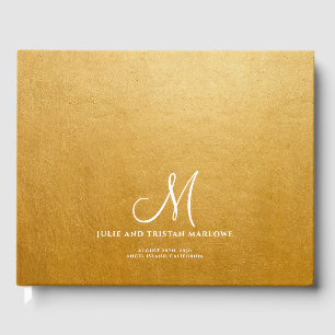 Elegantes Script Initial Wedding Monogram Gold Gästebuch