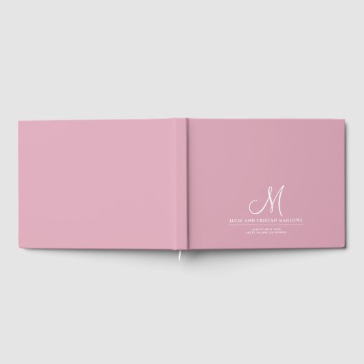 Elegantes Script Initial Wedding Monogram Pink Gästebuch (Voll)
