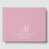 Elegantes Script Initial Wedding Monogram Pink Gästebuch (Vorderseite)