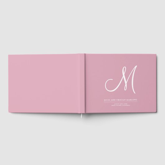 Elegantes Script Initial Wedding Monogram Pink Gästebuch (Voll)