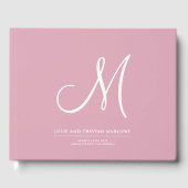 Elegantes Script Initial Wedding Monogram Pink Gästebuch (Vorderseite)