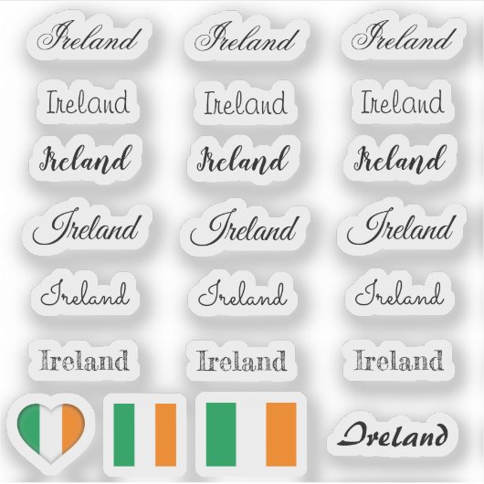 Elegantes Script Irland & Irish Flag /name Set Aufkleber (Vorderseite)