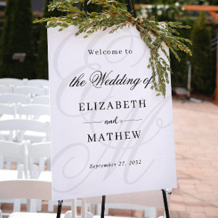 Elegantes Script-Ivory Monogram Wedding Welcome Poster