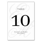Elegantes Script Ivory White Monogram Wedding Tischnummer (Vorderseite)