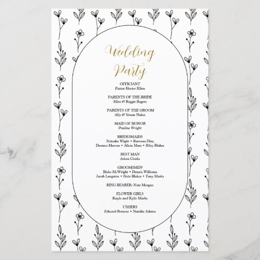 Elegantes Script-Kalligrafie-Hochzeitsprogramm (Rückseite)