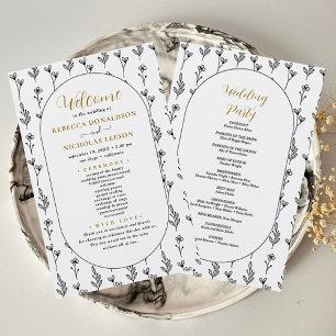 Elegantes Script-Kalligrafie-Hochzeitsprogramm