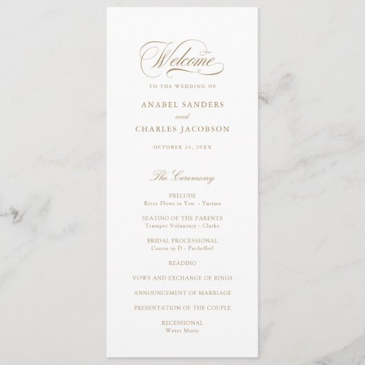 Elegantes Script-Kalligrafie-Hochzeitsprogramm Programm (Vorderseite)