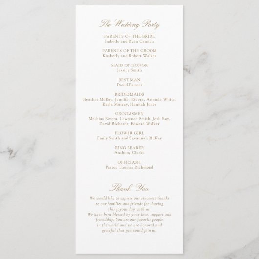 Elegantes Script-Kalligrafie-Hochzeitsprogramm Programm (Rückseite)