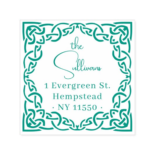 Elegantes Script keltisches Knot-Border-Rücksendea Permastempel (Design)