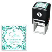 Elegantes Script keltisches Knot-Border-Rücksendea Permastempel (Beispiel)