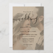 Elegantes Script Kraft Paper Foto Hochzeit