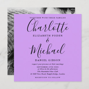 Elegantes Script Lavender Lilac Orchid Wedding Fot Einladung