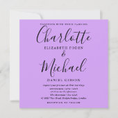 Elegantes Script Lavender Lilac Orchid Wedding Fot Einladung (Vorderseite)
