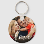 Elegantes Script-Liebe-Foto Schlüsselanhänger (Vorderseite)