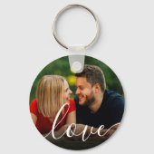 Elegantes Script-Liebe-Foto Schlüsselanhänger (Rückseite)