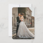 Elegantes Script Liebe Heart Wedding Foto Dankeskarte (Vorderseite)