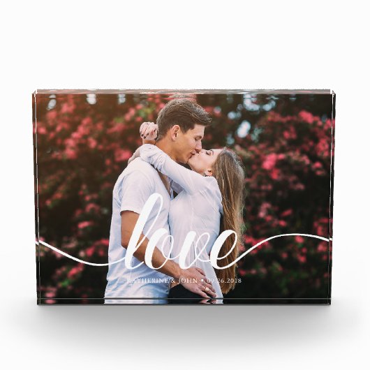 Elegantes Script "Liebe" Overlay-Foto Fotoblock (Vorderseite)