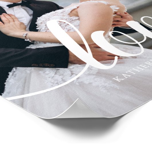 Elegantes Script "Liebe" Overlay-Foto Poster (Ecke)
