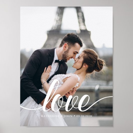 Elegantes Script "Liebe" Overlay-Foto Poster (Vorne)