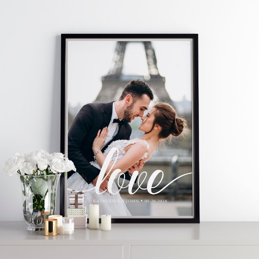 Elegantes Script "Liebe" Overlay-Foto Poster