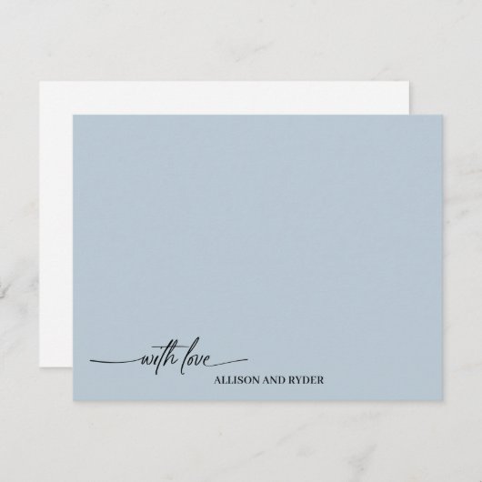 Elegantes Script Light Blue mit Liebe Vielen Dank Mitteilungskarte (Vorne/Hinten)