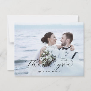 Elegantes Script Light Foto Hochzeit Dankeskarte