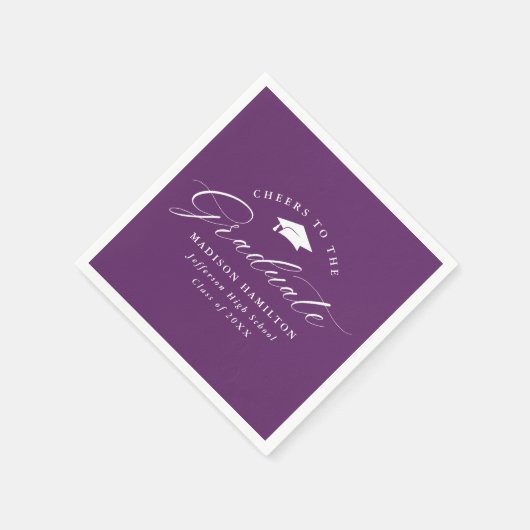 Elegantes Script Lila Cheers to the Graduate Serviette (Ecke)