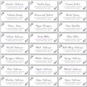 Elegantes Script Lila Floral Guest Address Labels
