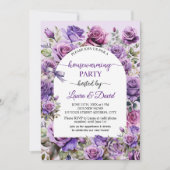 Elegantes Script Lila Rose Housewarming Party Einladung (Vorderseite)