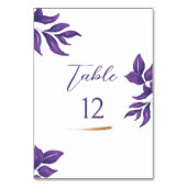 Elegantes Script Lila und Gold Wedding Tischnummer (Vorderseite)