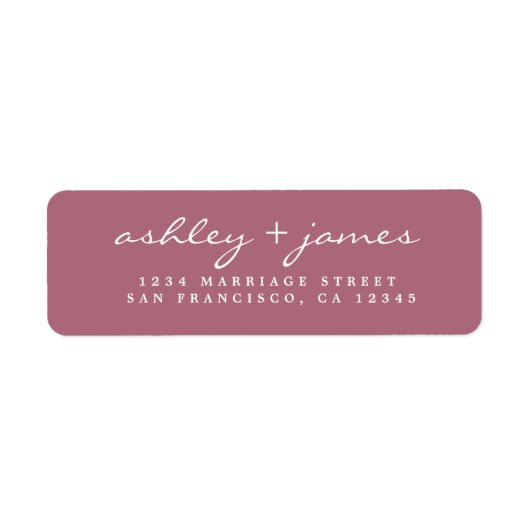 Elegantes Script Lila Wedding Rücksendeadresse (Vorne)