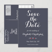 Elegantes Script Lila Wedding Save the Date Postkarte (Vorne/Hinten)