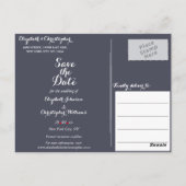Elegantes Script Lila Wedding Save the Date Postkarte (Rückseite)