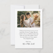 Elegantes Script Lilac 3 Foto Collage Wedding Dankeskarte (Rückseite)