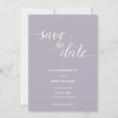 Elegantes Script Lilac Wedding Speichern Sie die D (Vorderseite)