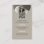Elegantes Script-Logo und QR-Code-Fotografie Visitenkarte (Rückseite)
