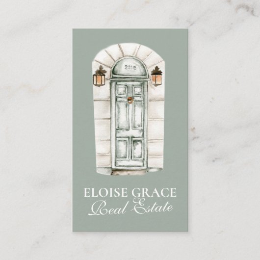 Elegantes Script-Logo und QR-Code Real-Anwesen Visitenkarte (Vorderseite)