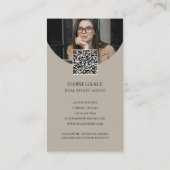 Elegantes Script-Logo und QR-Code Real-Anwesen Visitenkarte (Rückseite)