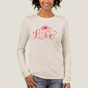 Elegantes Script Love Heart Langarm-T-Shirt - Ro Tri-Blend Shirt