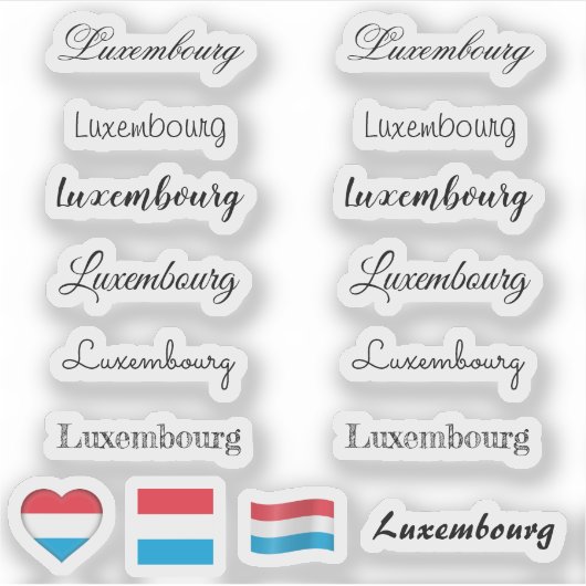 Elegantes Script Luxemburg & Flag /name Set Aufkleber (Vorderseite)