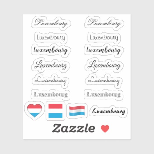 Elegantes Script Luxemburg & Flag /name Set Aufkleber (Blatt)