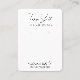 Elegantes Script made Liebe Heart Earring Display Visitenkarte