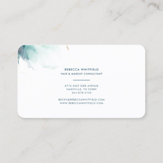 Elegantes Script Marble Agate Hair Stylist Makeup Visitenkarte (Rückseite)