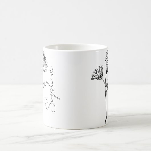 Elegantes Script Marigold Oktober Geburtsname Blum Kaffeetasse (Mittel)