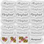 Elegantes Script Maryland & Maryland Flag /name Se Aufkleber (Vorderseite)