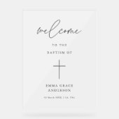 Elegantes Script Mattierte Taufe Willkommen Acrylschild (Vorderseite)