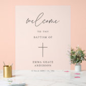 Elegantes Script Mattierte Taufe Willkommen Acrylschild (Hochzeit)